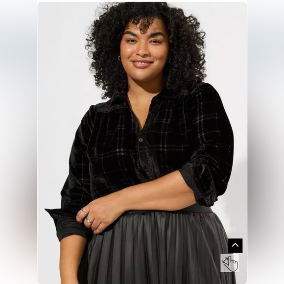 Torrid Madison Velvet Burnout Button Up Shirt - Picture 2 of 8
